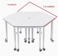 Table de conférence mobile en acier et bois, design hexagonal ignifuge, combinaison minimaliste, pour l'école et la formation - Vente en gros