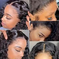 Perruque frontale bouclée Deep Wave de 30 pouces, qualité 12A, cheveux humains brésiliens, sans colle, dentelle HD transparente, double perruque brésilienne, densité 250