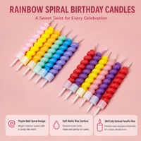 Bougies spirales multicolores arc-en-ciel pour décorations de gâteaux d'anniversaire, bougies torsadées pour fêtes avec supports, pour célébrations d'enfants et d'adultes, en gros