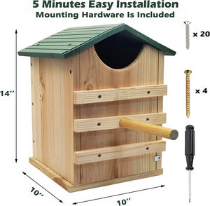 Custom Groothandel Groothandel Groendak Vogel Huis Eenvoudig Te Monteren Volière Houten Handgemaakte Vogel Nest - Product Image 4