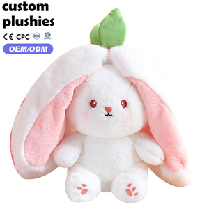 Peluche réversible 8 pouces fraise, carotte et lapin, coussin doux, cadeau pour enfants - Product Image 1