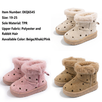 Bottes de neige chaudes antidérapantes en polyester à poils de lapin pour filles, motif pois, mignonnes, à enfiler, pour l'extérieur, vente en gros