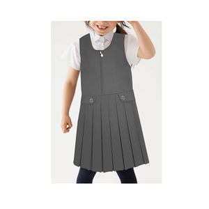 Fqc bán chạy nhất thoáng khí tùy chỉnh cô gái mới nhất thời trang căng Chất lượng cao mềm xếp li HEM trẻ em không tay váy đồng phục học sinh Váy Yếm trẻ em - Product Image 4