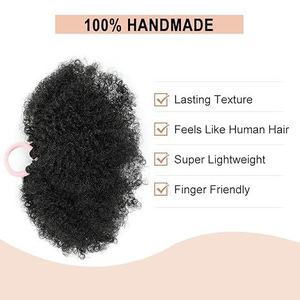 <b>Kids</b> Synthetic <b>Hair</b> Extensions 7cm Double Ponytails Pure Black Kanekalon Fiber For Girls <b>Hair</b> <b>Accessories</b> - Product Image 4