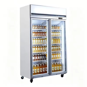 Réfrigérateur commercial à double porte avec compresseur monté en haut, réfrigérateur vertical pour boissons - Product Image 1