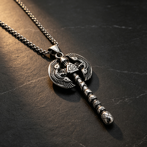Collier pendentif hache à double tête viking nordique en acier, style punk gothique, talisman hache de combat pour hommes, bijoux pour rockers et motards, accessoires vestimentaires - Product Image 3