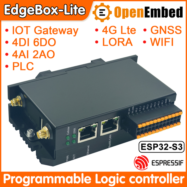 Smart and Cheap Price ESP32-S3 PLC EdgeBox-Lite Industrial Automation Controller with Ethernet 4G LTE RS485