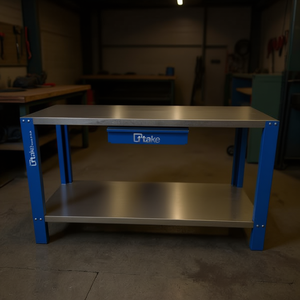Banc de travail compact Ttake 1,9 m avec 2 tiroirs, banc industriel - Product Image 3