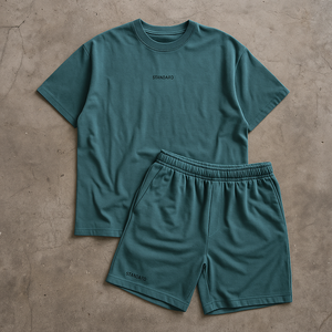 Nuovissimo Design: Completo Sportivo da Uomo Slim Fit in Due Pezzi, T-shirt e Pantaloncini, <span class=keywords><strong>Abbigliamento</strong></span> Streetwear Antipiega ad Asciugatura Rapida - Product Image 5