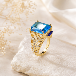 Anello con Design a Piuma di Pavone, Anello Statement alla Moda per Donne, Stile Blu, Accessorio Aperto per Dito, Regalo Elegante - Product Image 6