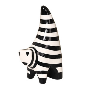 Figurine en céramique de chat abstrait Mystic Arts, rayée noir et blanc, décoration moderne pour la maison, ornement de bureau - Product Image 5