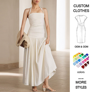 Vestido <span class=keywords><strong>de</strong></span> Fiesta Bettergirl Elegante Blanco Sin Mangas, Largo Hasta el Suelo, Tejido, con Pliegues Irregulares, Decoración Hueca, Liso Teñido, Estilo Casual <span class=keywords><strong>de</strong></span> Verano - Product Image 1