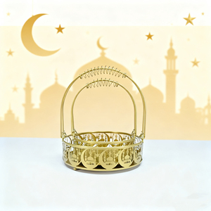 PAFU 2026 Ramadán bandeja de frutas de hierro diseño de Castillo hueco con estrella y <span class=keywords><strong>Luna</strong></span>, arte de artesanía casera para decoración de mesa de festival musulmán - Product Image 4