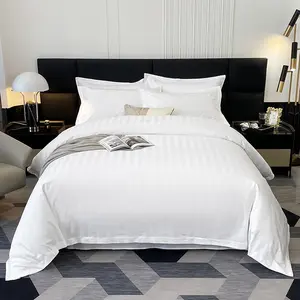 Hotel Duvet Cover Set Bedding 3cm Stripe White Color Bed Sheet Set Bedding Set