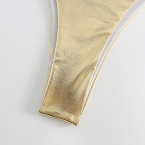 Bikini Metallizzato Lucido <span class=keywords><strong>da</strong></span> <span class=keywords><strong>Donna</strong></span>, Costume <span class=keywords><strong>da</strong></span> Bagno Sexy Slim con <span class=keywords><strong>Perizoma</strong></span>, Moda Estiva, Push-up, Set Due Pezzi Personalizzato - Product Image 3