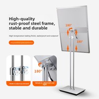 Stand Display Menu Persegi Panjang untuk Pusat Perbelanjaan, Poster Bercahaya Bertenaga LED, Kotak Mobile Berdiri Lantai dengan Grafik Tarik-Ulur Ultra-tipis