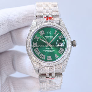 Montre-bracelet de luxe pour homme en acier inoxydable de haute qualité, boîtier saphir 40 mm, lunette sertie de diamants Moissanite, mouvement automatique à aiguilles, design tendance - Product Image 4