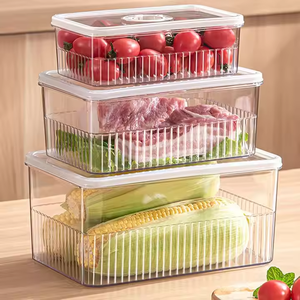 Rangement pour la <span class=keywords><strong>cuisine</strong></span> Organisateur de réfrigérateur transparent Conteneurs de stockage des aliments Paniers de fruits et légumes frais Boîte de rangement pour réfrigérateur - Product Image 5