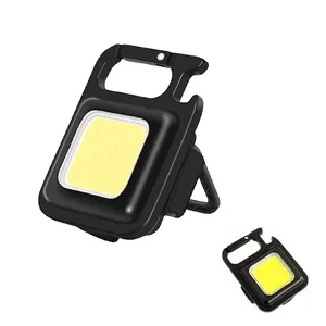 Ultra Bright 500 Lumen Mini COB Keychain Flashlight 4 Lighting Mode Pocket Light With Folding Bracket Bottle Opener