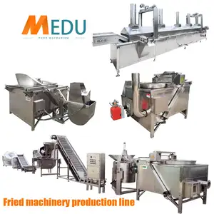 Continuous Automatic French Fries Banana Electric Gas Type Nut Potato Puffed Onion Snack Food Chips Frying Machine