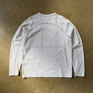 T-shirt décontracté pour homme, 100% coton, manches longues, design uni, jersey 180 grammes, tissu uni, pour le printemps et l'été, fabrication OEM ODM sur mesure. - Product Image 2