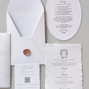 Invitación de Boda con Diseño Floral en Relieve, Envoltura de Papel Vitela y Detalles de Sello de Cera, Tarjeta de Papel de Algodón, Invitaciones Sencillas y Elegantes, Trouwkaart, Papel - Product Image 3