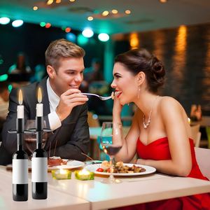 Wholesales Custom Wine Bottle Stick Table Decoration Electroplated <b>Black</b> Metal Candle <b>Holder</b> - Product Image 4