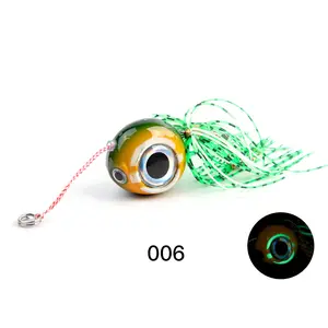 40g 60g 80g 100g 120g Metal Slow Jig Round Lead Head Luminous Glow Fishing Lure with Rubber Skirts Assist Hooks