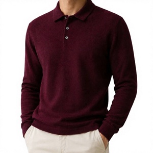 Polo pour homme en coton tricoté de haute qualité, manches longues, coupe classique, col classique, haut de golf décontracté, logo personnalisé, vente en gros - Product Image 2