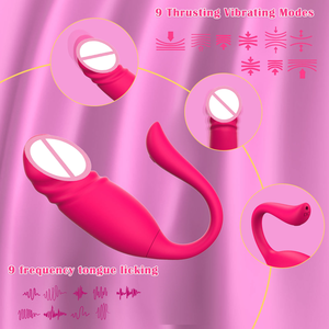 Juguetes sexuales APP: Vibrador de clítoris de silicona realista con función de empuje, dildo de dedo, huevo vibrador portátil para parejas - Product Image 3