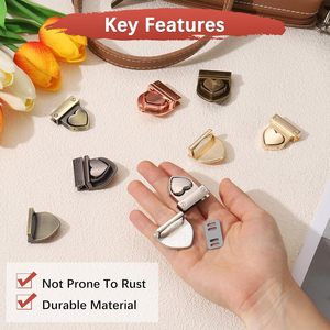 Heart Tuck Lock Clasp Catch PCS <b>Metal</b> Purse Thumb Lock Buckle Fasteners Use For DIY Craft <b>Wallet</b> Bag Leather Handbags Making Bro - Product Image 6