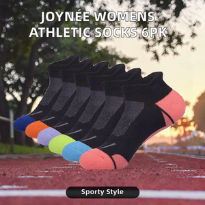 Calcetines Deportivos JOYNE para Mujer, Tobilleros, Acolchados, para Correr, Corte Bajo, Paquete de 6, Color Negro, Talla 9-11, Poliéster/Spandex - Product Image 2