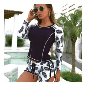 Traje de Baño de 2 Piezas Personalizado y Colorido para Mujer, Modelo 2025, con Mangas Largas y Protección Solar - Product Image 1