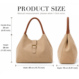 Bolso de Hombro/Bolso de Mano Minimalista para Mujer, de Gran Capacidad, en Ante Sintético Blanco - Product Image 5