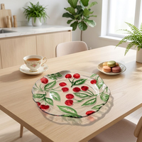 Schattig glazen serveerbord met kersenmotief, schattig 3D fruitkom decoratief centerpiece voor thuiskeuken