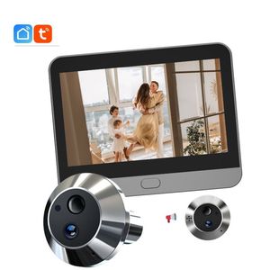 4.3 "TFT LCD thông minh video chuông cửa 5000mAh Pin 3MP QHD IR tầm nhìn ban đêm Mèo Mắt Thiết kế hai chiều Wifi âm thanh phát hiện chuyển động - Product Image 1