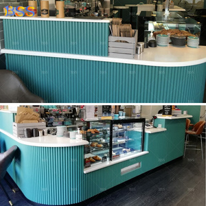 בר מפואר דלפק מסעדה הסיטונאית בר רעיון מותאם אישית קוראן לבן העליון כחול דלפק קפה עם מקרר תצוגה - Product Image 3