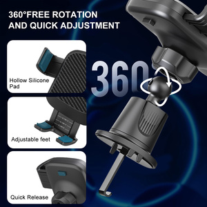 Chargeur de voiture sans fil 15W à charge rapide, fixation automatique, rotation à 360°, support pour grille d'aération, compatibilité universelle, construction en plastique - Product Image 5
