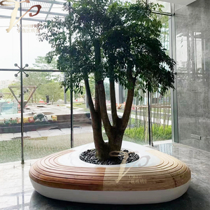 Jardinera Triangular Urbana Grande de Fibra de Vidrio con Asiento, Elegante Maceta Decorativa de Estilo Urbano - Product Image 3