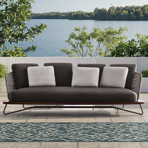 5 piezas sofá jardín <span class=keywords><strong>Oslo</strong></span> esquina todo Metal exterior teca madera jardín sofá seccional conjunto teca exterior jardín Patio 2 plazas sofá - Product Image 3