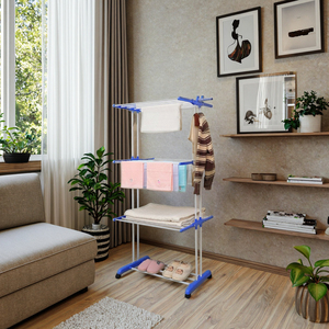 Đa chức năng ba lớp có thể gập lại bay cánh khăn quần áo khô giá 19 ống trong nhà sàn đứng di động giá bán buôn - Product Image 2