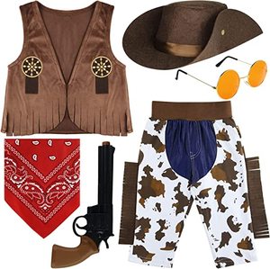 2024 nouvelle mode enfants Cowboy Costume habiller tenue garçons chapeau de Cowboy avec bandana pour enfants jeu de rôle fête Cosplay Costumes - Product Image 2