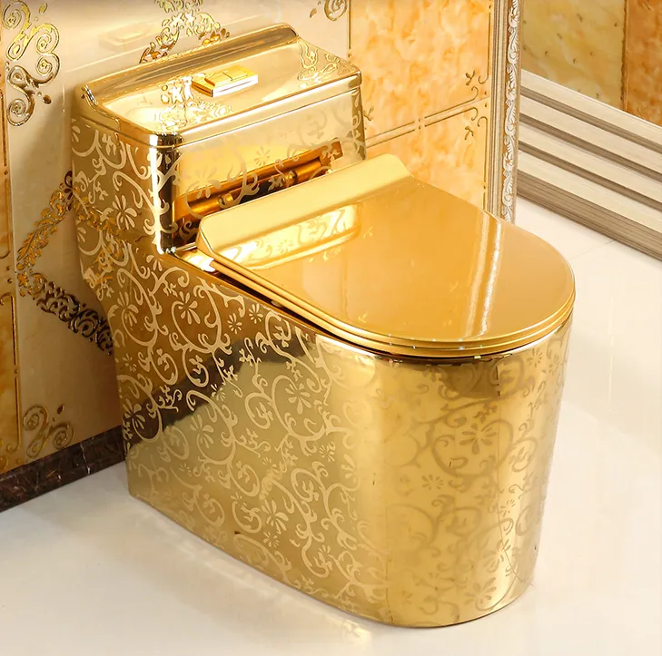 Домашний роскошный золотой креативный шкаф для воды с золотым узором супер вихревой сифон бесшумный Туалет