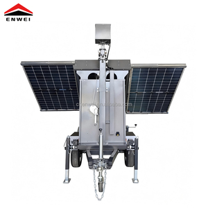 Remorque de surveillance mobile à énergie <span class=keywords><strong>solaire</strong></span> <span class=keywords><strong>avec</strong></span> mât de 6 m et trois panneaux solaires pour la sécurité temporaire des chantiers extérieurs - Product Image 4