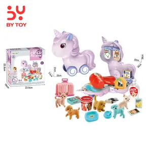 Pretend Play Toy unicorn Violin Luggage Cosmetic Pet shop Set Girls Toys Wholesale low price children dresser toy gift girl