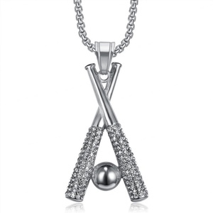 Collier en acier inoxydable long, hypoallergénique et étanche, plaqué or, bijoux fins, collier de baseball avec diamants pour hommes et femmes - Product Image 5