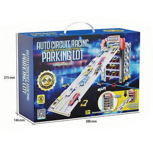 Circuit de course automatique avec parking, ensemble de jeu de <span class=keywords><strong>garage</strong></span> avec 8 <span class=keywords><strong>voitures</strong></span> en alliage, ensemble de véhicules de course pour enfants - Product Image 4