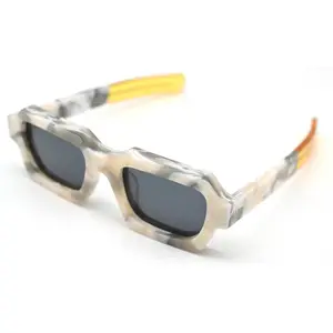 Винтажные солнцезащитные очки из ацетата под заказ, солнцезащитные очки из мрамора, Модные прямоугольные солнцезащитные очки Uv400 оттенков для женщин и мужчин