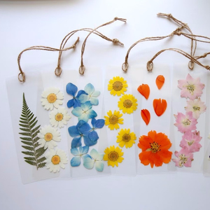 Marque-page en fleurs séchées pressées avec des marguerites, des hortensias, des fleurs sauvages, des roses, des fougères, cadeau pour un enseignant ou un groupe - Product Image 2