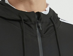 Hommes automne fermeture éclair à manches longues hauts <span class=keywords><strong>noir</strong></span> sweats à capuche de sport course entraînement survêtement respirant polyester séchage rapide veste à capuche - Product Image 4